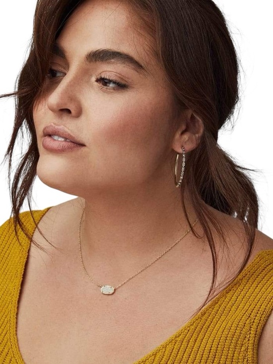 Kendra Scott Elisa Gold Pendant Necklace in Iridescent Drusy - Picture 6 of 12